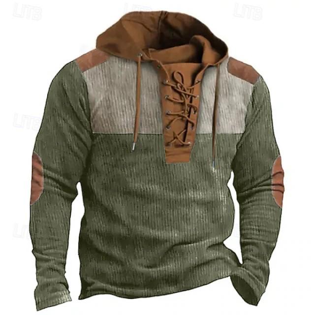 

Men s 2026 Color Block Hooded Sweatshirt - Long Sleeve, Autumn/Winter Casual Wear L