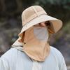 Summer Fisherman Hat, Wide Brim Adjustable Drawstring Bucket Hat, Outdoor Activity Hat with Shawl And Face Guard Design
