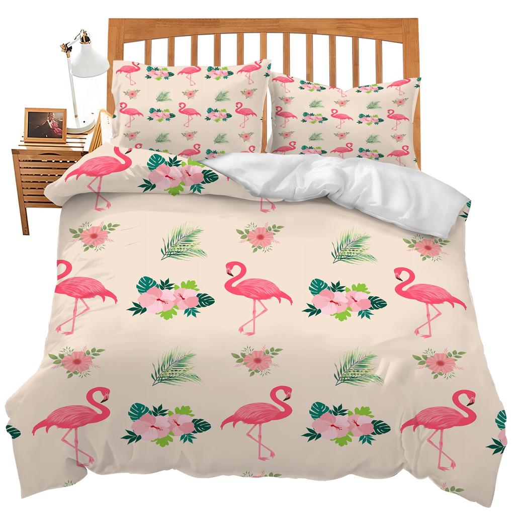 Comforter Queen Size Pink Flamingo Boys Girls Palm Leaves Bedding Set For Couples Bird Print Comforter Set