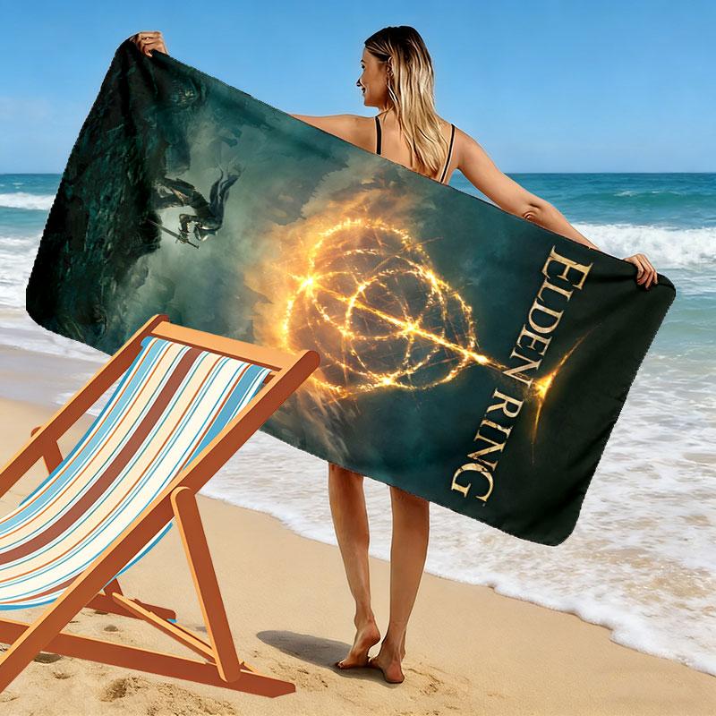Elden Ring Print Beach Towel, Large Soft Quick Dry Towel for Beach Camping Swimming
