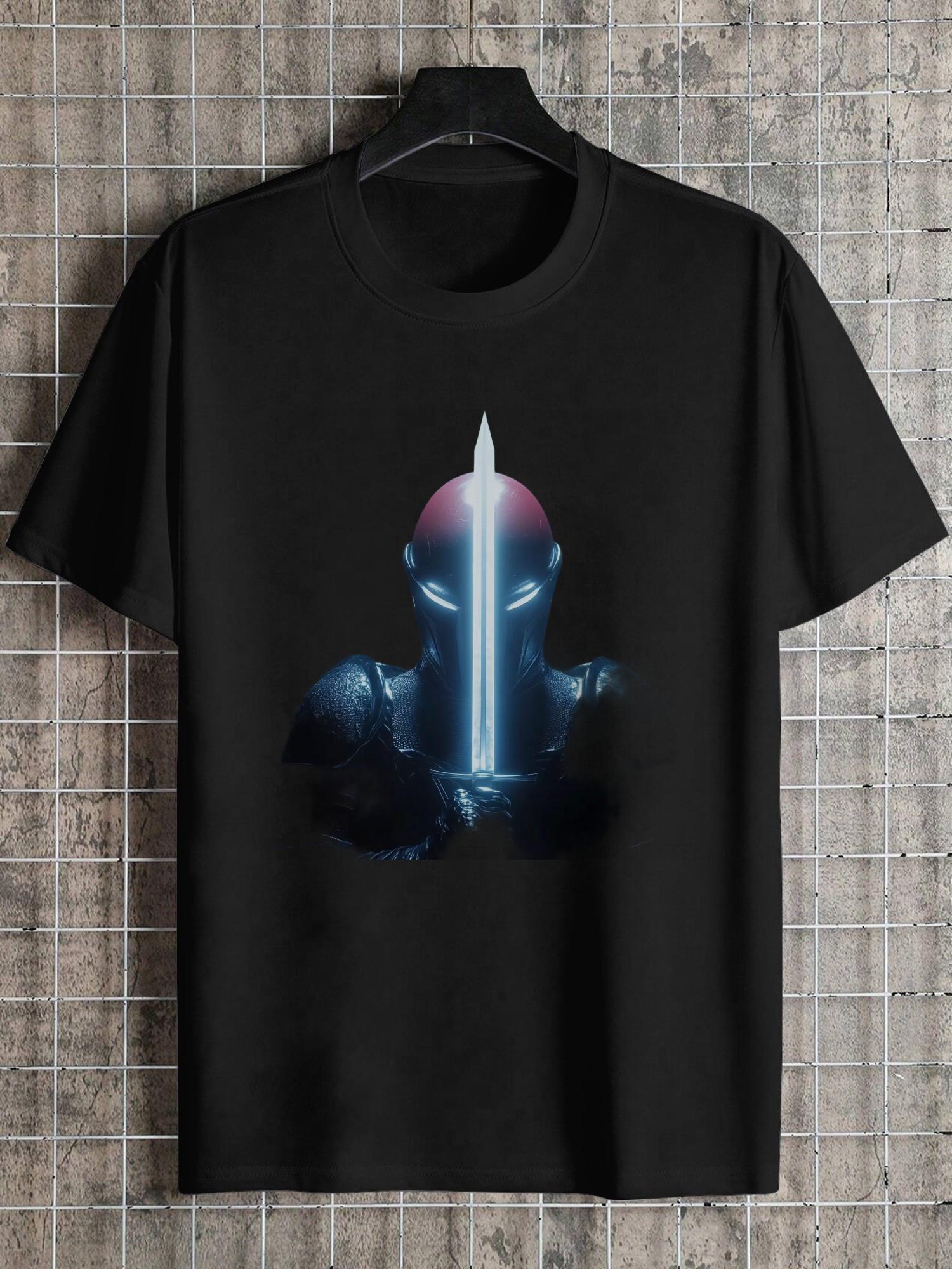 1pc medieval warrior fantasy graphic T-shirt XXXL