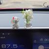 Cute Rose Flower Vase And Rabbit Car Interior Decoration Ornaments Auto Center Console Decoration Gadgets For Car Accessories