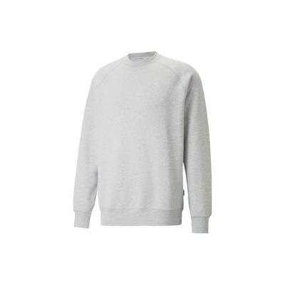 Puma Moletom Pulôver de Tricô de Cor Sólida com Gola Careca Unissex Moletom Cinza Claro Mesclado 537965-04