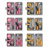 Durable Pink/Yellow DIY Tool Kit Household Compact Hand Tool Kit Metal Toolbox Home Use