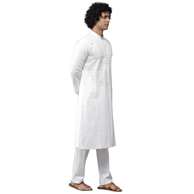 See Designs Men s Cotton Embroidered Regular Kurta (SDKT1095_White_M) M белый