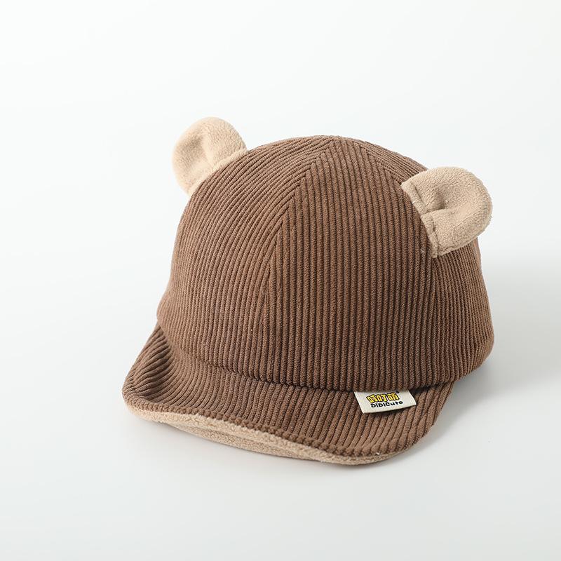 Nuevo Gorro de Bebé de Pana Color Sólido Lindo Orejas de Oso Gorras de Béisbol Ajustables para Recién Nacidos Niños Pequeños Niños Niñas Sombreros para el Sol Invierno Primavera