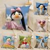 Fashing and Cheerful Duck Pattern Pillow Case Natural Linen Double-Sided Printing Sofa Home Decor Cushion Cover