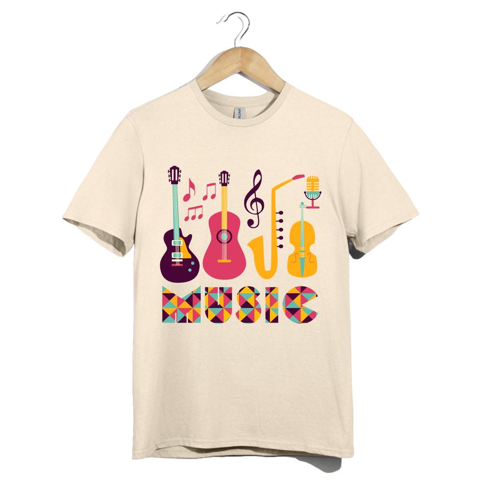 

Retro Music Lover T Shirt Unisex Colorful Instrument DJ Jazz Graphic Gift Top XL