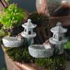 Mini Retro Pond Tower Resin Craft Fairy Garden Decor Figurines Toys DIY Miniatures Terrarium Micro Landscape Home Ornaments