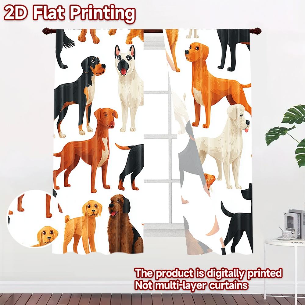 2D flat printing 2pcs Scene Curtain Dog Hound Beagle Bloodhound Digital Printed Polyester Drapes Party Decorations Use for Door
