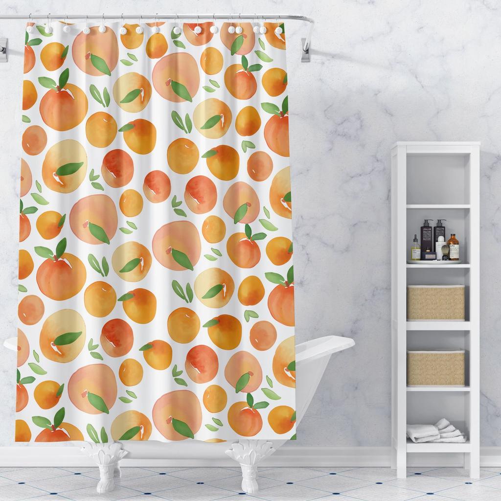 A Variety of Fruits Washable Dirt-Resistant Shower Curtain Shower Head Waterproof Polyester Bath Curtain For Home Decor