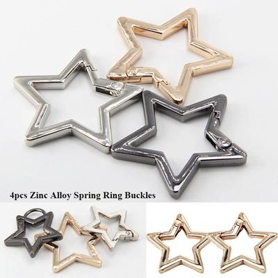4pcs Black Gold Silver Spring Ring Buckles Star Shape Snap Clasp Clip Purses Handbags Buckles