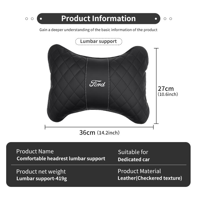 For Ford Car Neck Support Cushion Pressure Relief Long Drive Comfort Pillow Mk2 Mk3 Ranger Mondeo Mk4 S-MAX Kuga Mustang Fusion