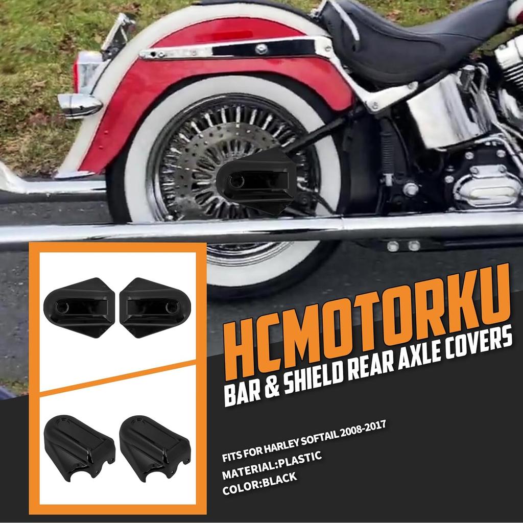 Motorcycle Rear Axle Nut Covers Cap Fit for Harley Softail Slim FLS Deluxe FLSTN FXSTB 2008-2017 Black