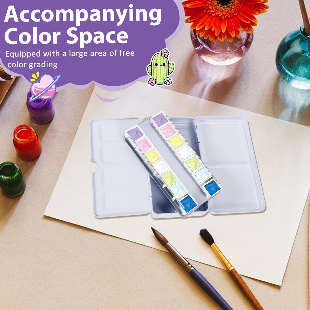 Empty Watercolor Palette with 52 Detachable Half Pans Compact Portable Paint Tray Watercolor Paint Plate Box for DIY Artist