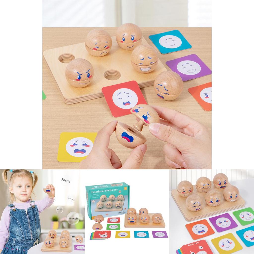 Wooden Emotional Expression Ball Educational Toy For Parent Child Interactive Play