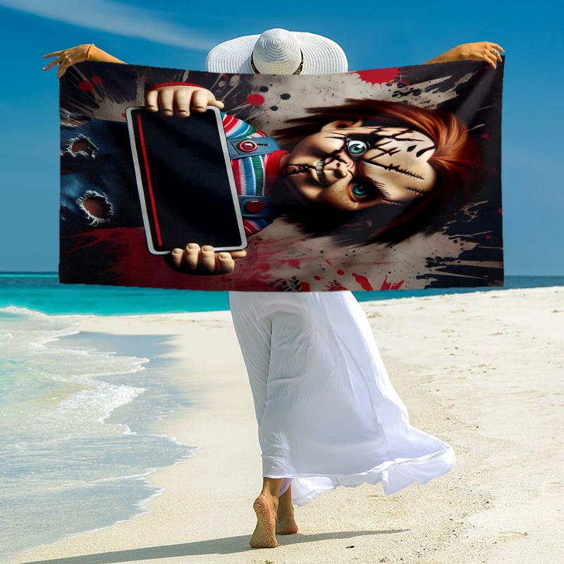1Pc Horror Doll Device Beach Towel Microfiber Beach Towel Thin Absorbent For Beach Swimming Yoga Bath Sports 0917301