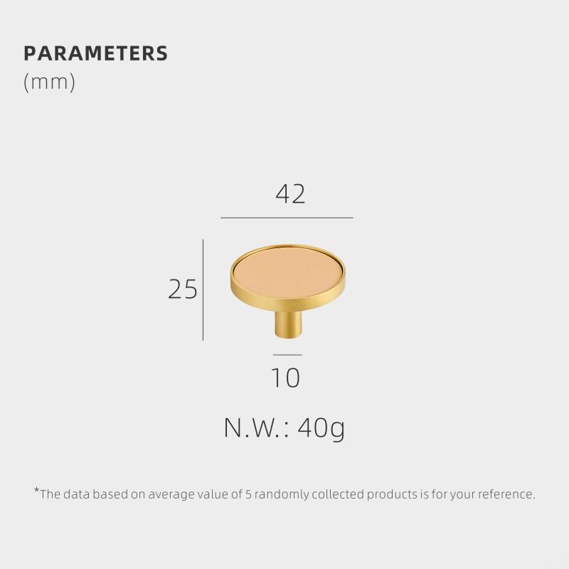 Dooroom Brass Leather Furniture Handles Light Luxury Round Pulls Cupboard Wardrobe Dresser Shoe Box Drawer Cabinet Knobs 