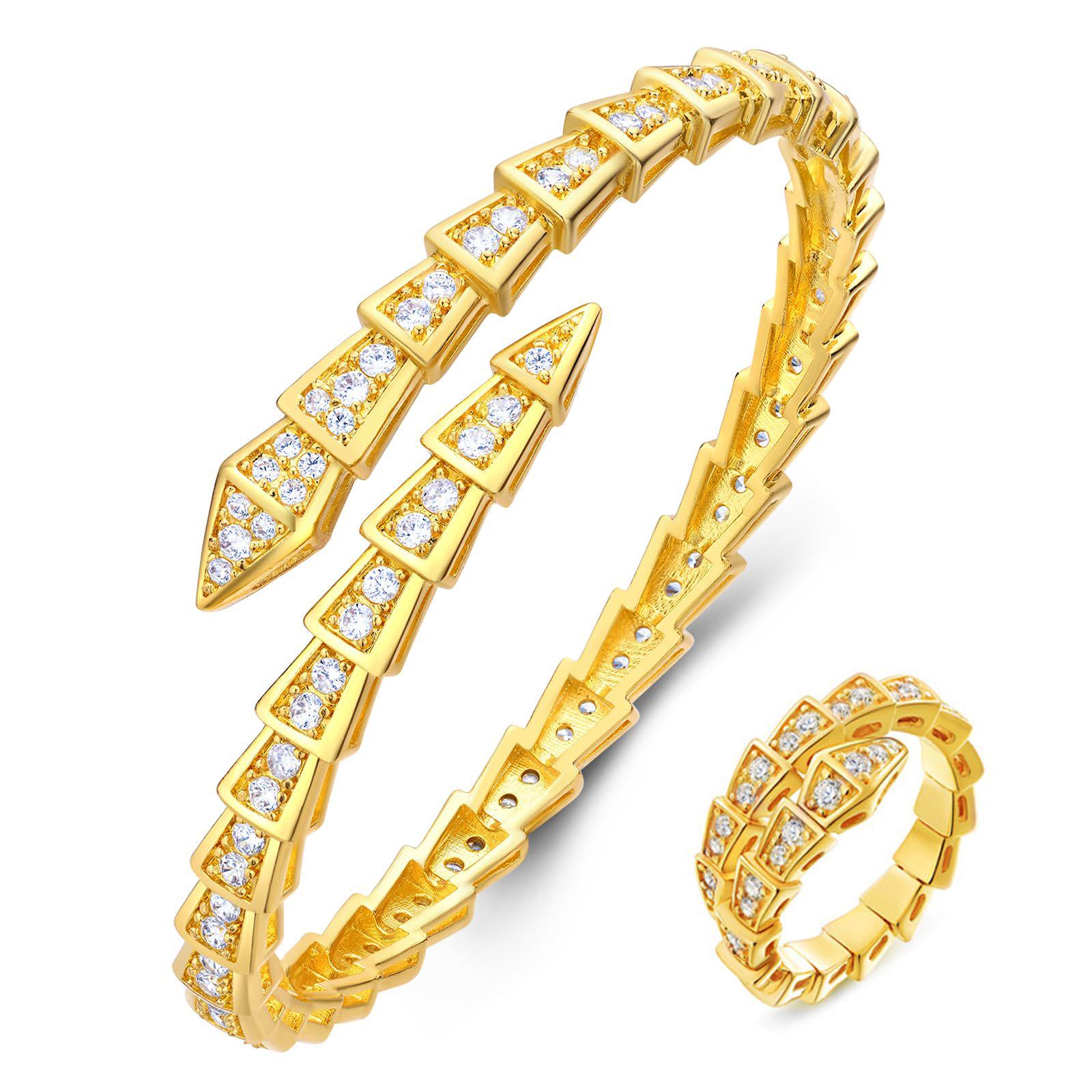 

Роскошный женский браслет из циркония в виде змеи