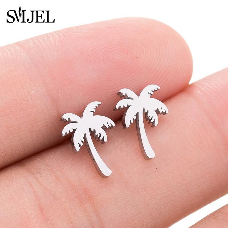 Fashion Round Tree of Life Stud Earrings Women Bohemian Tree Plant Jewelry Stainless Steel Earrings Ear Accessories Bijoux