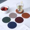 2PCS 240℃ Heat Resistant Hot Insulation Pads PU Leather Tea Cup Mat Creative Round Personality Leather Coffee Cup Mat