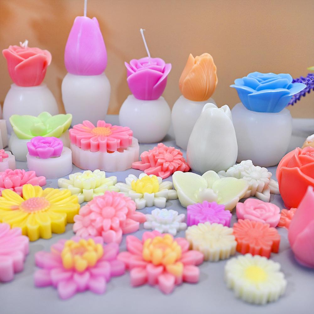 3D Floral Silicone Mold: 19 Flower Shapes for Fondant, Cake, and Candle DIY