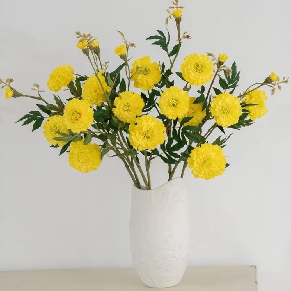 73cm Length Artificial Chrysanthemum Flowers 3 Heads Fake Marigold Bouquet Home Decoration