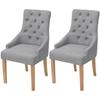 Dining Chairs - VIDAXL - Light Grey - With Armrests - Solid Wood