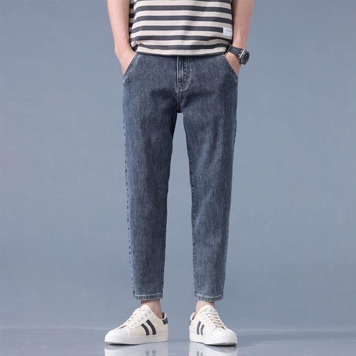 

Новые мужские брюки длиной девять точек на весну и лето, облегающие брюки с узкими штанинами, корейская версия, джинсы длиной 9 точек 36