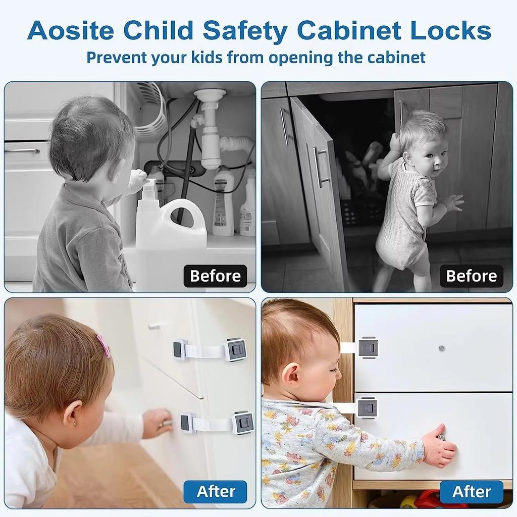 Child Safety Lock Baby Drawer Lock Child Anti-opening Cabinet Door Refrigerator Lock Buckle Baby Anti-pinch Safety Buckle