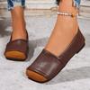 2026 Autumn New  Leather Square Toe Flat Loafers Retro Soft Sole Comfortable Women's Slip-on Shoes