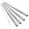ALINK Stainless Steel Smoothie Straws, 9 Inch X 0.315 In Reble Metal Straws for Juice, Water, Smoothie, Set of 4 with Cleaning Brush