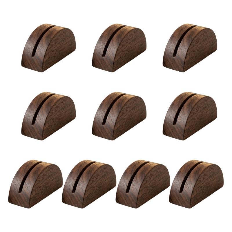 10Pcs Wooden Table Number Stands Decorative Semicircle Wood Note Memo Photo Holder For Postcard Picture Note Memo Sheet Display