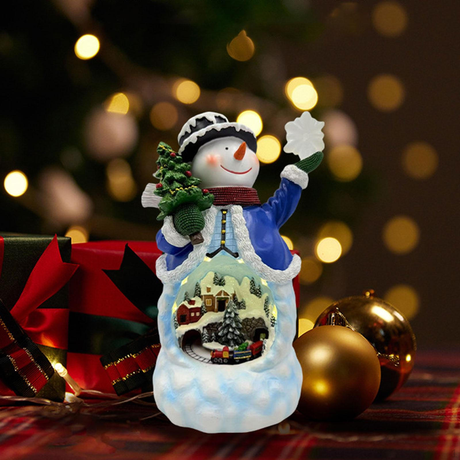

Christmas Rotating Snowman Statue Resin Sculpture Lightweight for Bedroom Accessory Tabletop