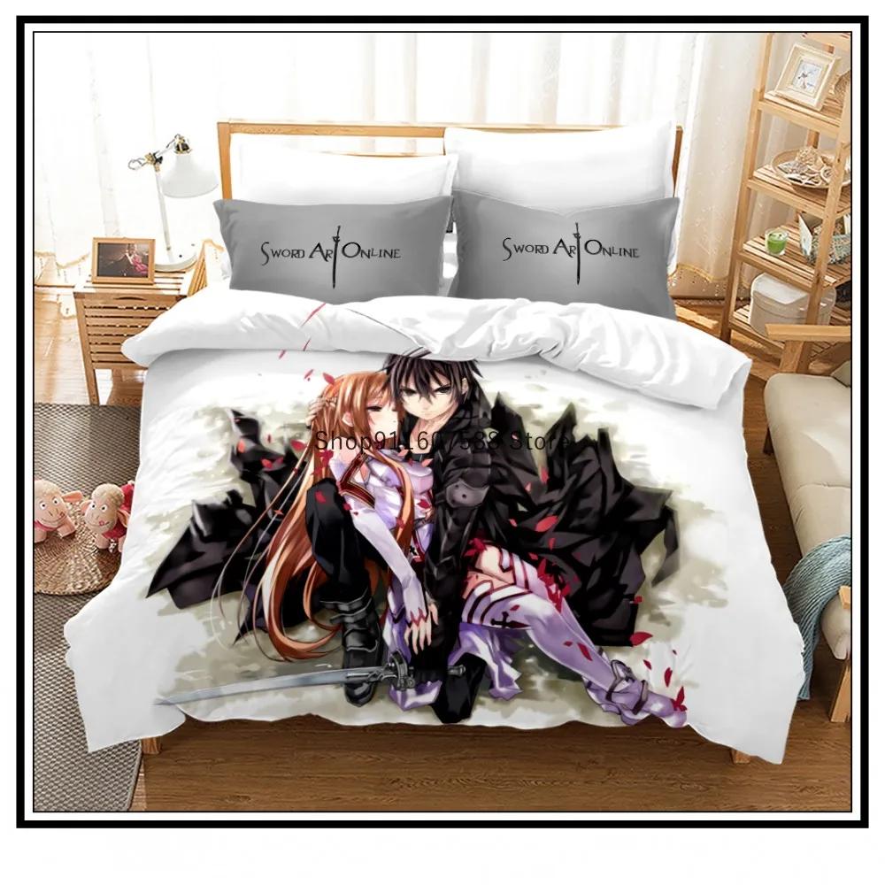 Anime Sword Art Online Bedding Set 3D Printed Duvet Covers Pillowcases kids Bedclothes Bed Linen Luxury Home Textiles Home Decor
