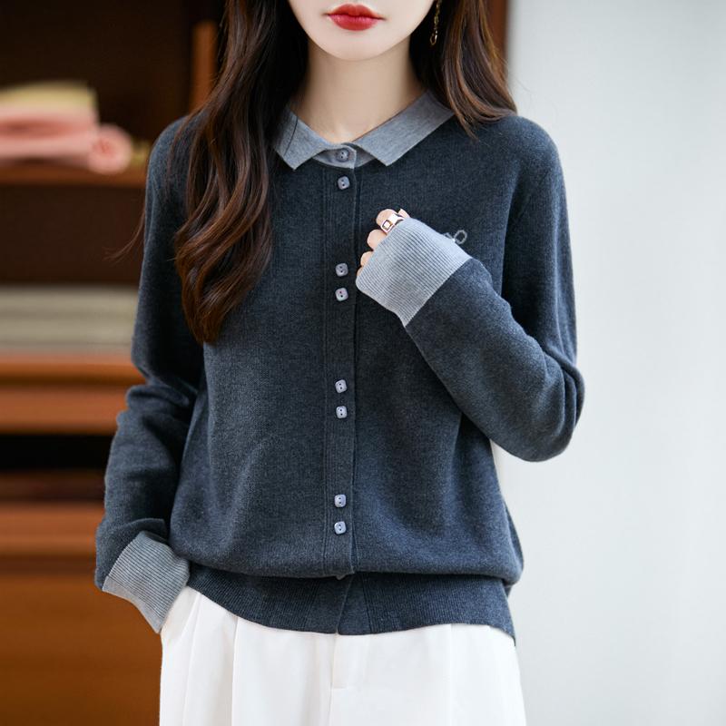 QingHe Cashmere Women's 30% Cashmere Cardigan - Soft & Warm Wool Blend Sweater