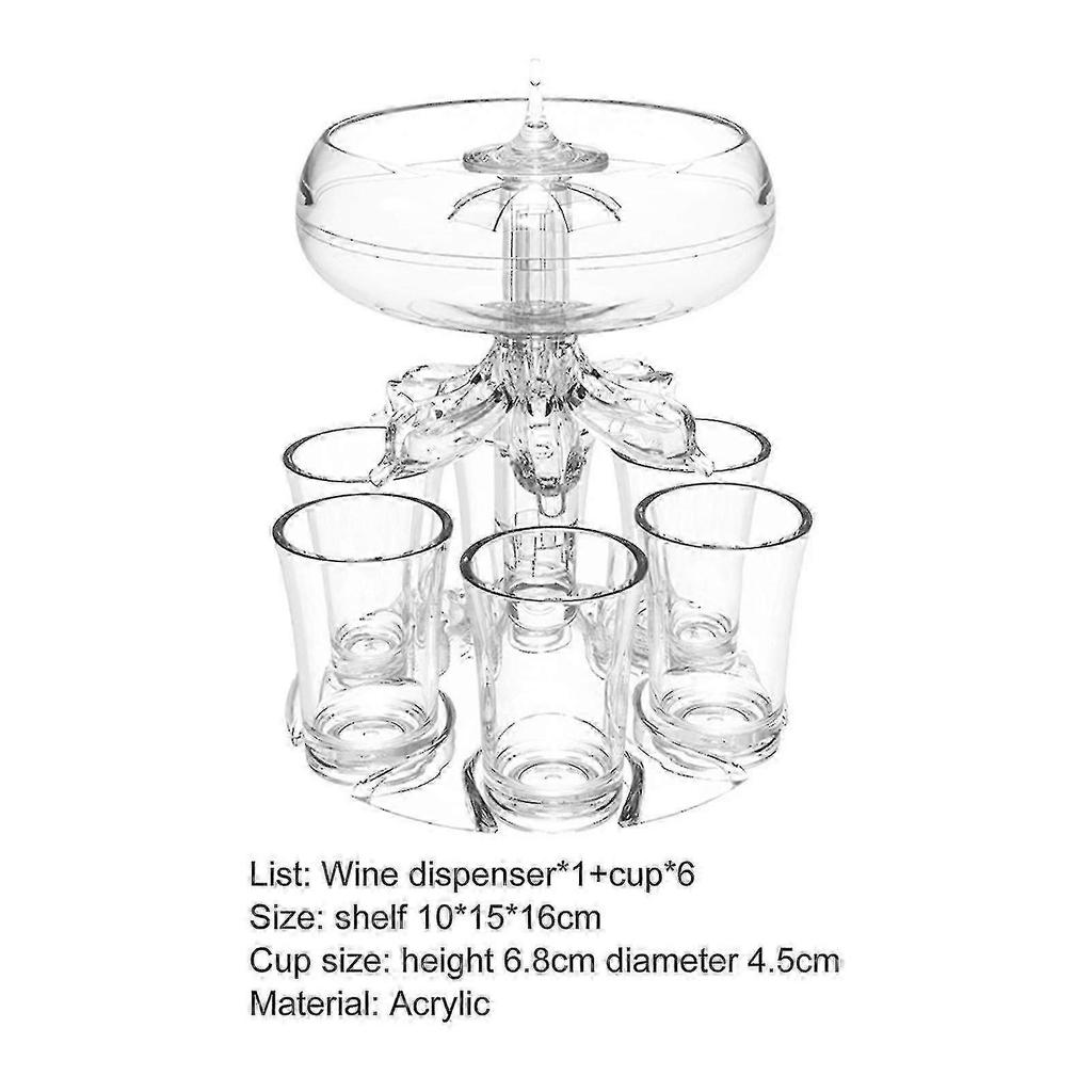 1 Set Beverage Dispenser Food Grade Shatterproof Acrylic 6 Shot Wine Dispenser With Cups Filling Liquid Tools For Home - Bdliv