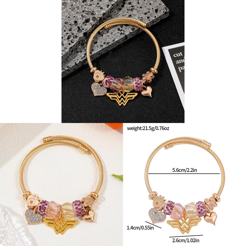 Fashion Alloy Adjustable Couple Bracelet With Heart Pendant For Travel Gift