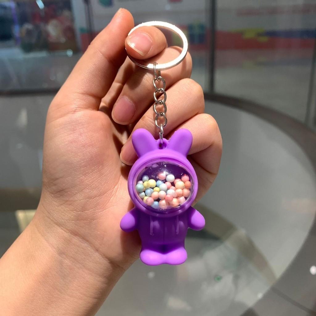 Adorable Cartoon Rabbit Keychain Cute 3d Key Ring For Car Keys In Pink