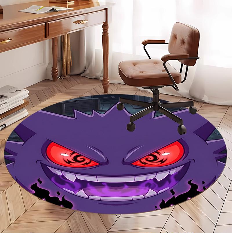 Gengar Pattern Round Rug, Indoor/Outdoor Mat, for Picnic, Gameroom, Bedroom, Office, Living Room, Home Decor Carpet, Birthday Gift