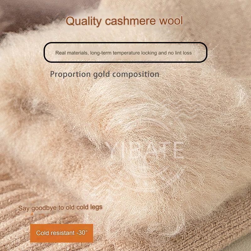 3 Pair Winter Thick Warm Men's Knee High Wool Socks High Quality Merino Wool Calf Socks Harajuku Retro Cashmere Snow Socks Men