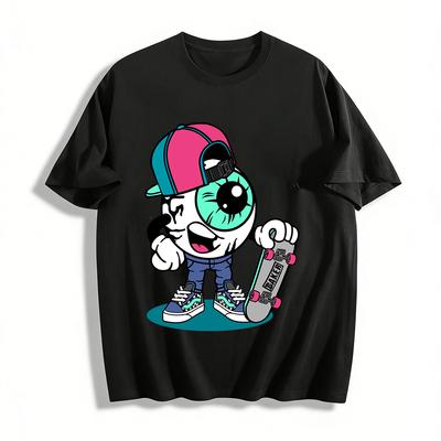 Cool Eyeball Skater Graphic Tee Unisex Streetwear Casual Top Pure Cotton T-shirt