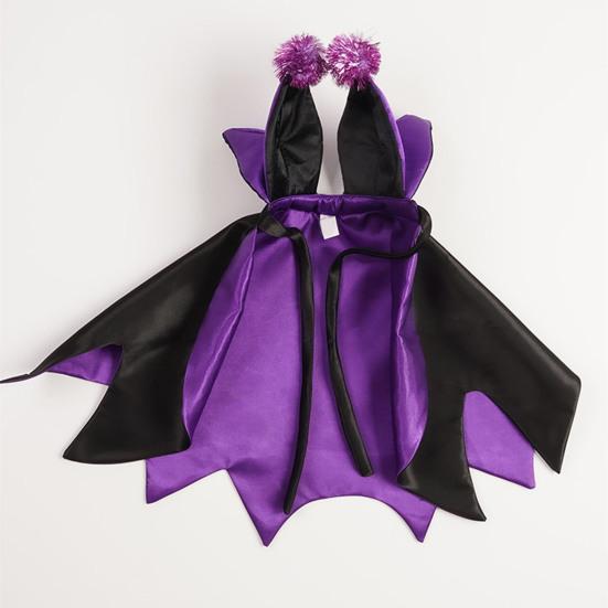 Pet Halloween Witch Costume Dog Wizard Cape Devil Horns Hat Set Pet Witch Cosplay Outfit for Cats Puppies