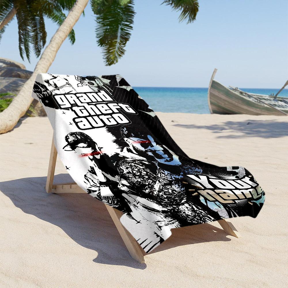 Gta Customizable Name Beach Towel Quick-Dry Soft Microfiber Portable for SwimmingBeachCamping Travel Beach AccessoriesGym