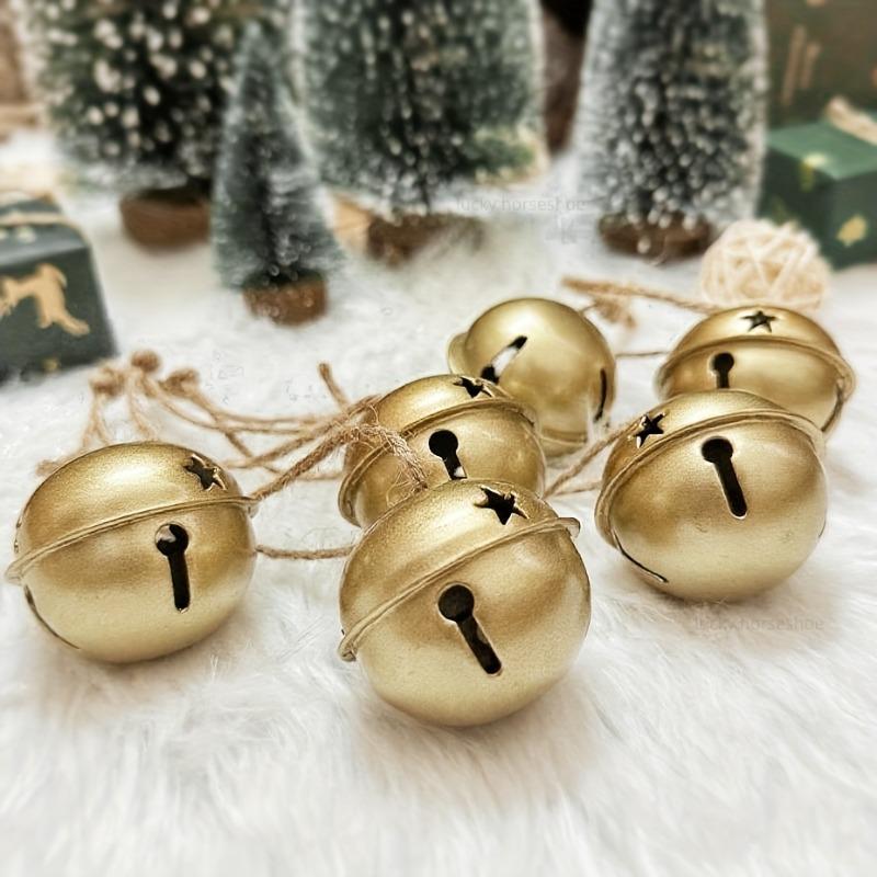 

10 шт. Золотые декоративные колокольчики - Элегантные металлические украшения для рождественской елки со звездой, Идеально подходят для праздничного декора, Дверные звонки, Колокольчики для питомцев