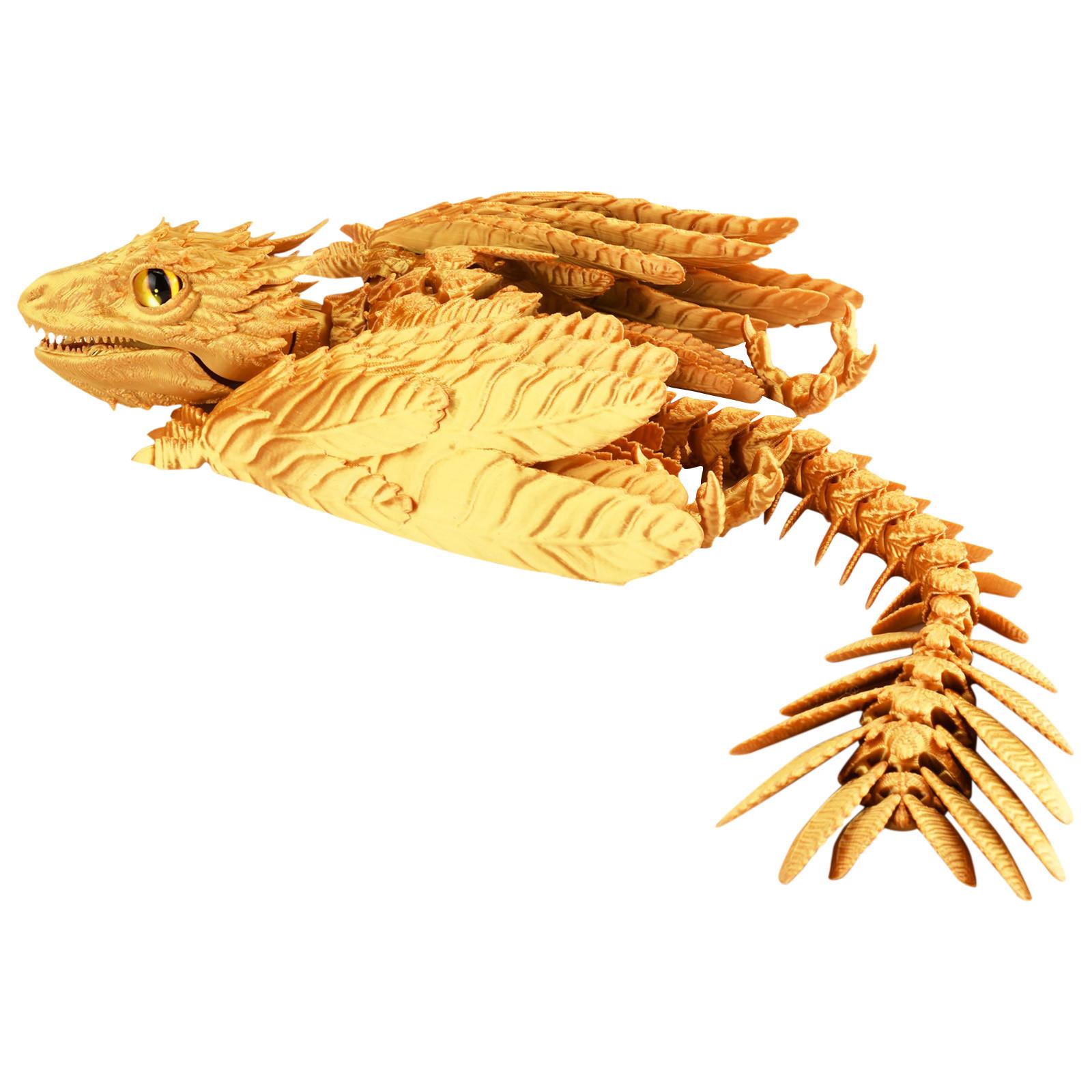 

Пернатый дракон-виверна, 3D-печатный дракон, Шарнирно-сочлененный дракон, Дракон, 3D-печатные игрушки, Настольный питомец One Size золотой