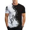 3D Note Printed Short Sleeved Summer Men's Round Neck Top Men's T-shirts