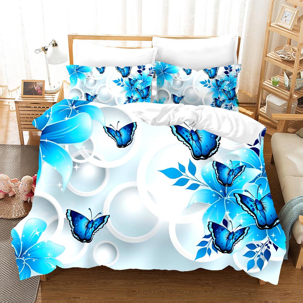 3D Girls' Room Bedding Set Butterfly Series Printed Duvet Cover Pillowcase 2/3PC AU/DE/UK Full Size Soft Zippered Home Textile