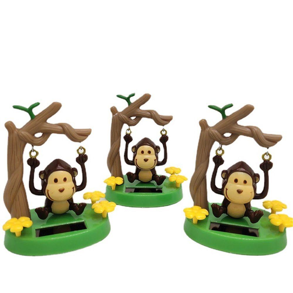Animated Monkey Toy Car Styling Accessories Solar Powered Dancing Monkey Animal Swinging Ornaments
