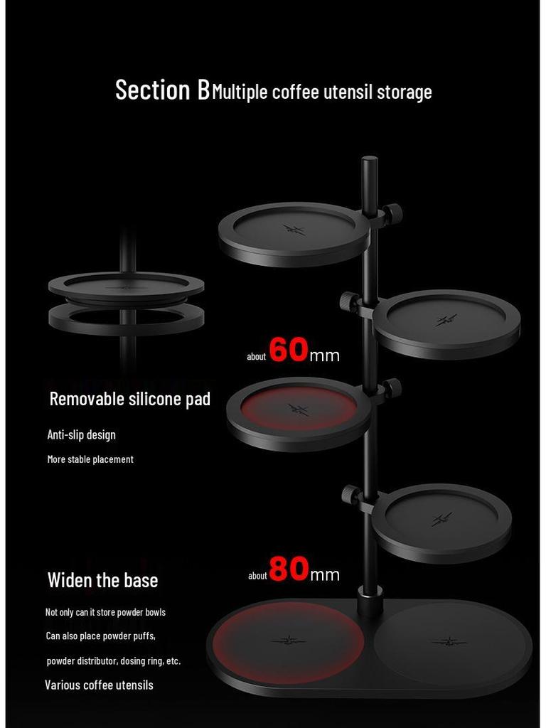 MHW Magnetic Bar Storage Rack with Pink Bowl, Coffee Machine Utensil Shelf, Tamping Cloth & Distributor
